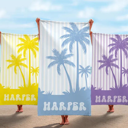 Beach Towels, Palm Tree Personalized Beach Towels