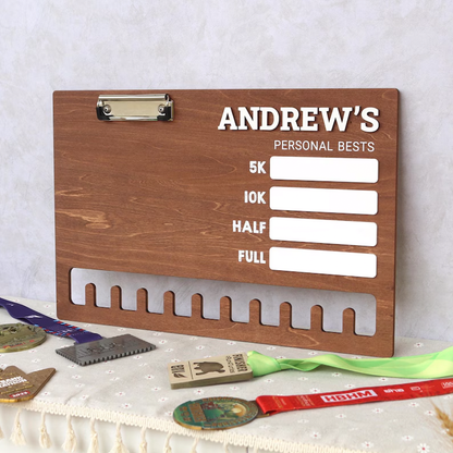 Running Medal Display Board: Personal Bests Chalkboard