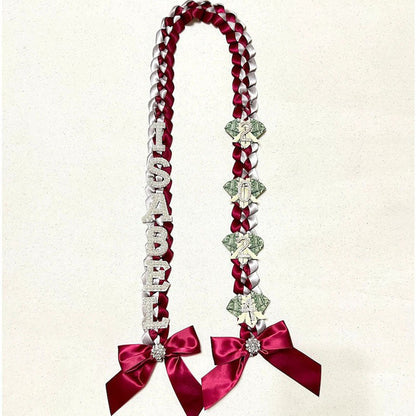 Graduation Lei, 2-Color Double Braid with Paper Decoration, Personalized Letters & Numbers