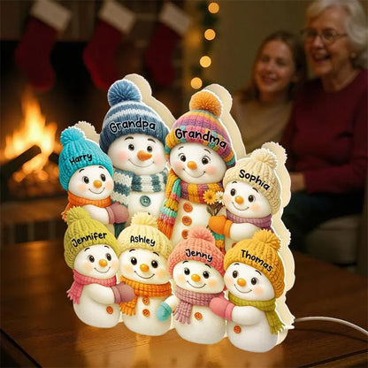 Personalized Snowman Family LED Light Box