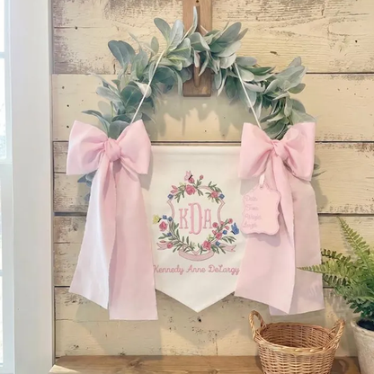 Custom Baby Banner For Hospital Door Sign & Nursery, Monogram Baby Announcement Banner