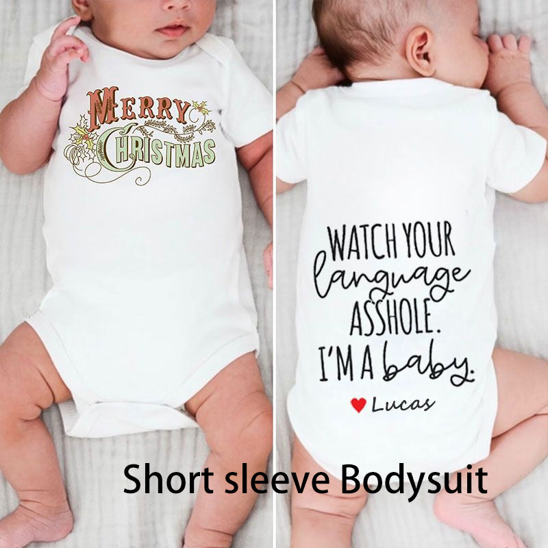 Merry Christmas Unisex Baby Outfit, Ugly Christmas Baby Outfit