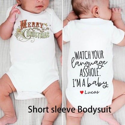 Merry Christmas Unisex Baby Outfit, Ugly Christmas Baby Outfit
