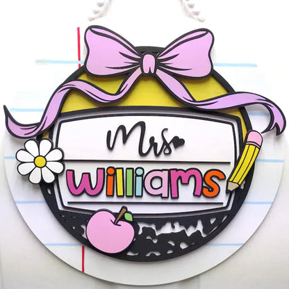 Door Welcome Sign, Teacher Name, Composition Decor