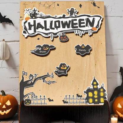 Personalized Ghost Family Sign, Custom Names, Ghost Shape