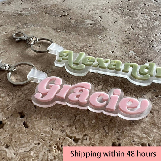 Acrylic Name Tag Personalised Keychain