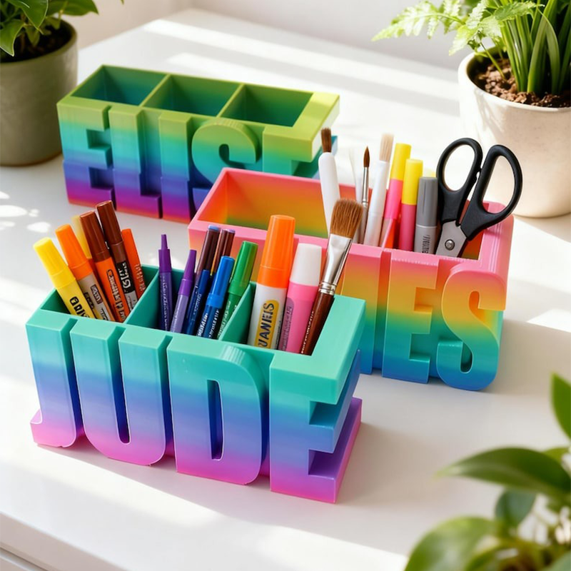 Personalized Rainbow Color Pen Holder