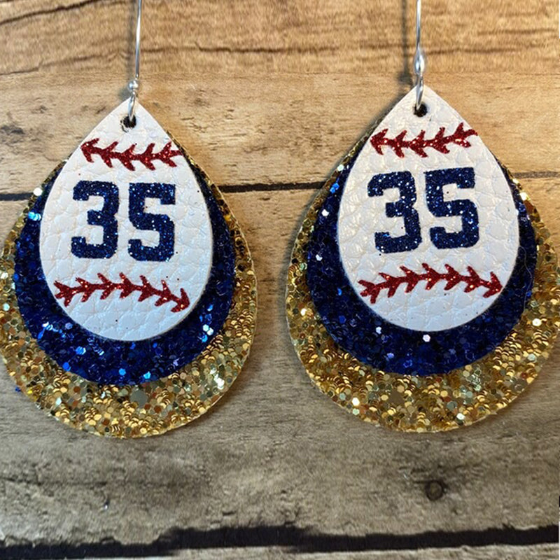 Custom Triple Layer Baseball Jersey Number Earrings