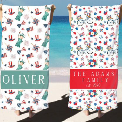 Custom Patriotic Beach Towel for Independence Day Celebration