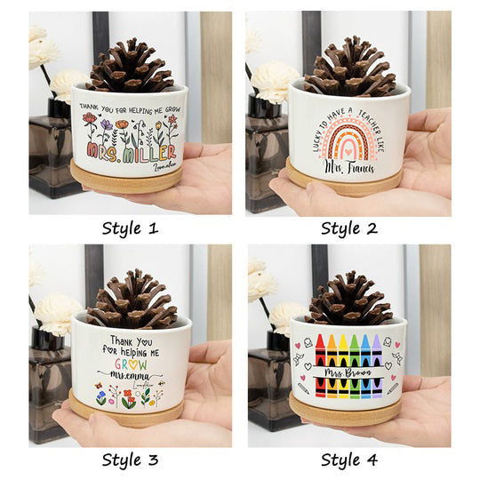 Personalized Teacher Plant Pot Ceramic Mini Planter Flower Pot Back To School