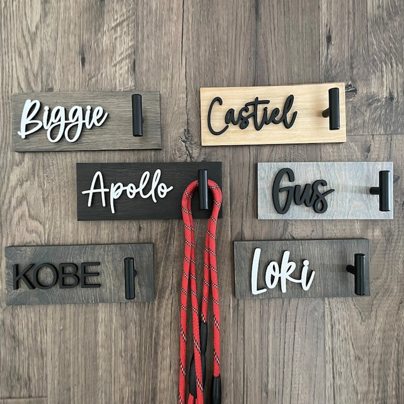 Custom Dog Leash Holder - Wood Leash Holder