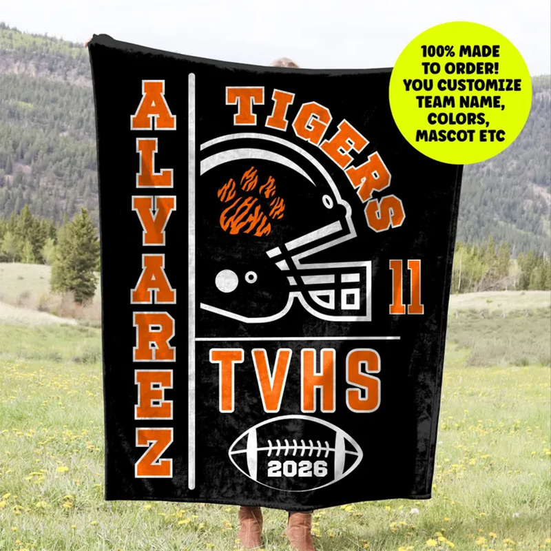 Football Blanket for High School Player, Senior Night Gift Idea for Team