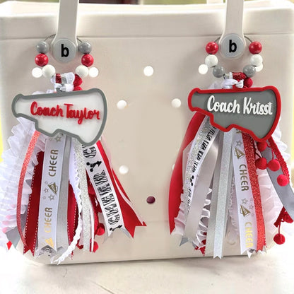 Cheer bogg bag tag, Cheerleader Tassel Charm Sport Duffle bag