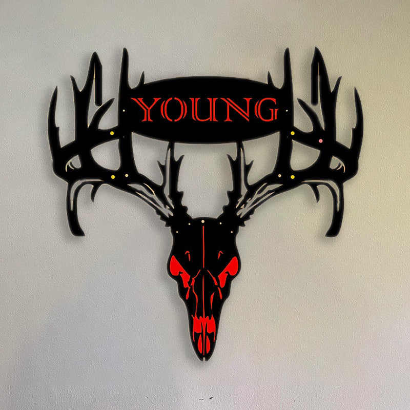 2025 NEW - Personalized Double Bow Hook Metal Deer Skull Rack