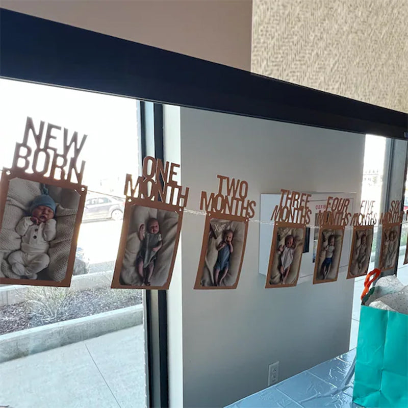 PartyHooman 1st Birthday Photo Banner in for Baby from Newborn to 12 Months