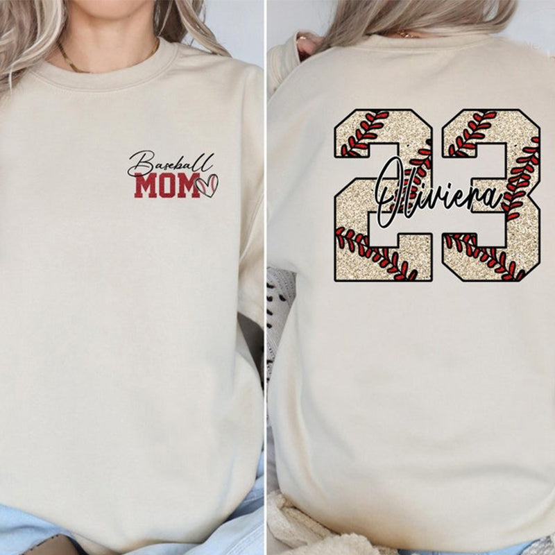 Custom Baseball Mom Sweatshirt, Personalized Baseball Mom Sweatshirt