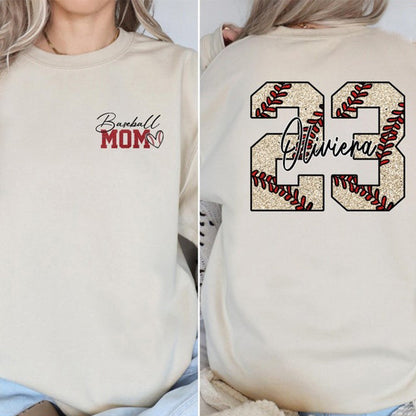 Custom Baseball Mom Sweatshirt, Personalized Baseball Mom Sweatshirt