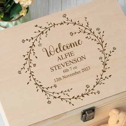 Personalised New Baby Large Wooden Memory Box Gifts