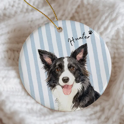 Personalized Pet Memorial Watercolor Ornament from Photo + Name