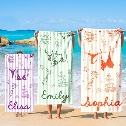 Personalized Bachelorette Towels, Girls Trip 2026, Custom Bride Squad Beach Towel