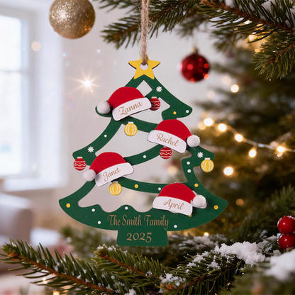 2025 Christmas Ornament, Custom Wooden Family Christmas Tree Ornament