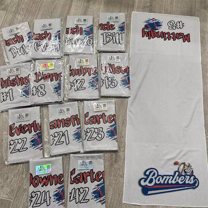 Personalized Cooling Sports Towel Baseball Team Custom Order Wet Rag Hot Days Sport
