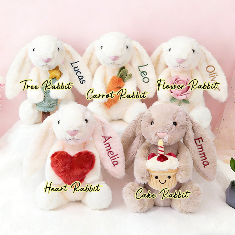 Personalised Easter Embroidered Bunny Rabbit,Custom Bunny Rabbit Plush Toy