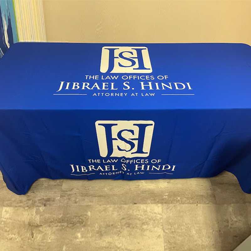 Custom Printed Table Cloth Stretch and Fitted Cloths, 4ft table 6ft table and 8 ft table