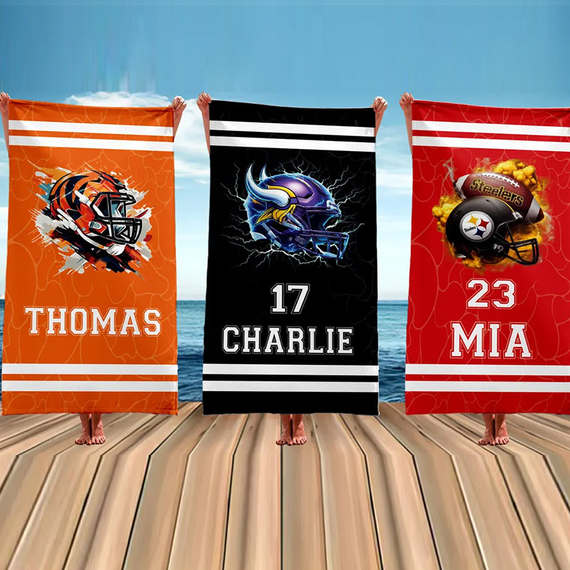 Custom Football Towel, Christmas Gift, Football Team Towel with Name