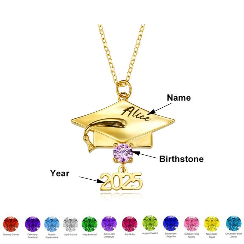 Personalized Graduation Cap Pendant Necklace