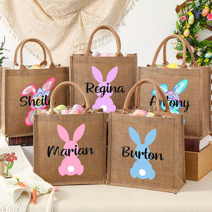Personalized Easter Tote bag with Bunny,Easter Basket gift,Easter Bag with Name,Easter Gift