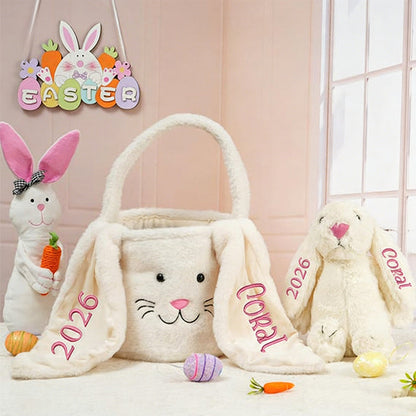 Personalized Easter Gift,Plush Easter Basket,Stuffed Bunny