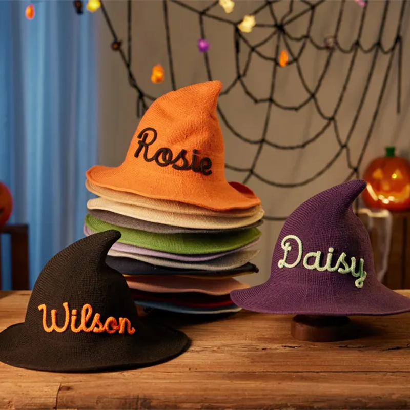 Custom Name Halloween Witch Hat, Personalized Kids Witch Hat