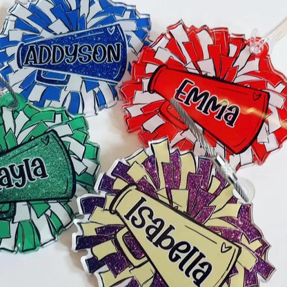 Personalized Pom Pom Bag Tag - Custom Name Tag for Backpacks