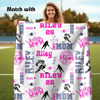 Ice Hockey Girl Personalized Blanket, Custom Name Hockey Throw