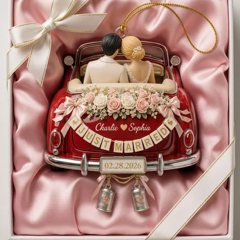 Personalized Just Married Wedding Car Ornament