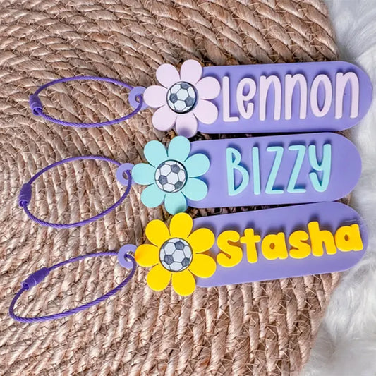 Custom Soccer Backpack Tag | Personalized Floral Keychain