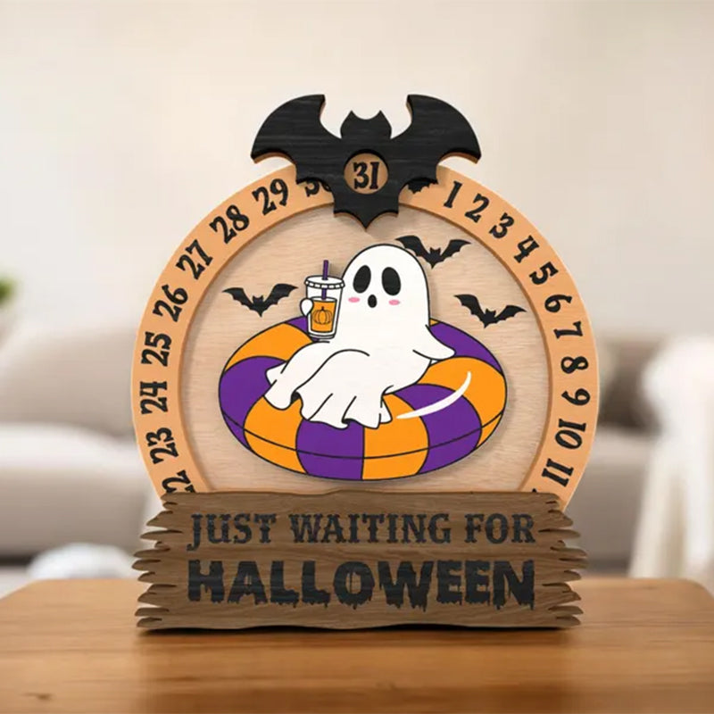Halloween Skeleton Countdown Sign | Just Waiting for Halloween Decor |