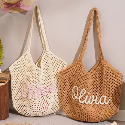 Personalized beach tote bags, Crochet beach bags