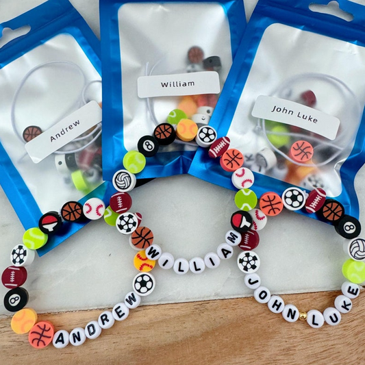 Sports party gifts, custom bracelets