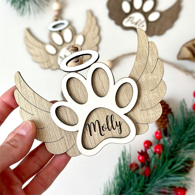 Personalized Pet Paw Ornament | Pet Angel Paw Ornament | Pet Memorial Ornament