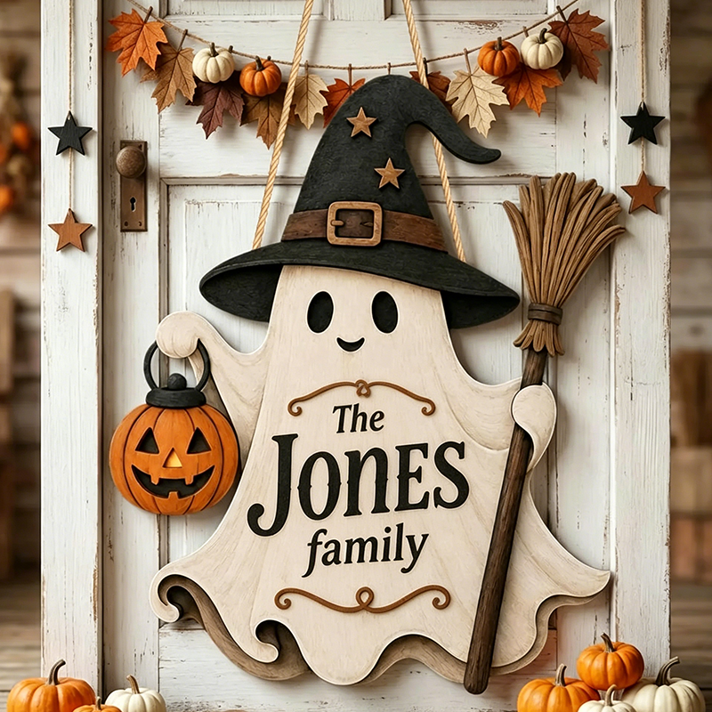 Ghost Welcome Door Hanger, Cute Halloween Ghost Sign