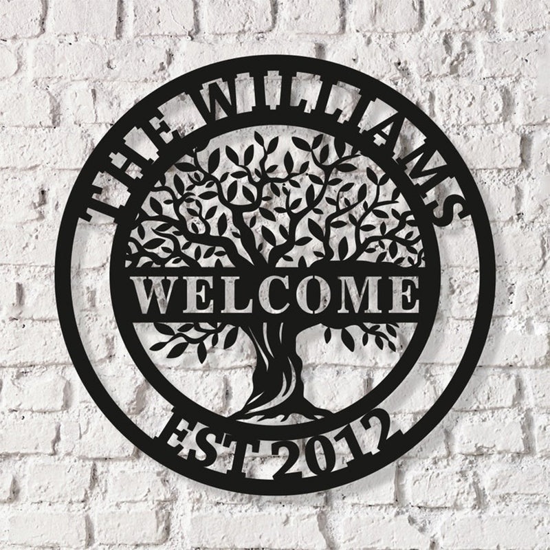 Custom Welcome Family Tree of Life Name Sign
