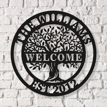 Custom Welcome Family Tree of Life Name Sign