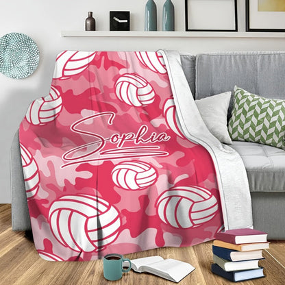 Customizable Camo Volleyball Blanket with Name
