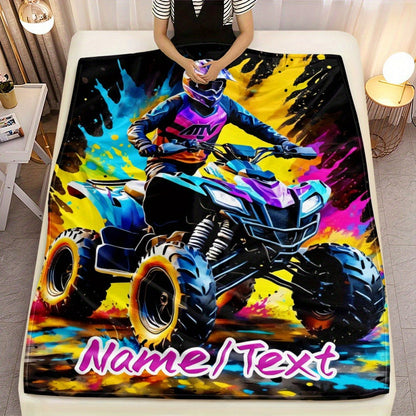Customizable All-Terrain Vehicle Motorcycle Flannel Throw Blanket