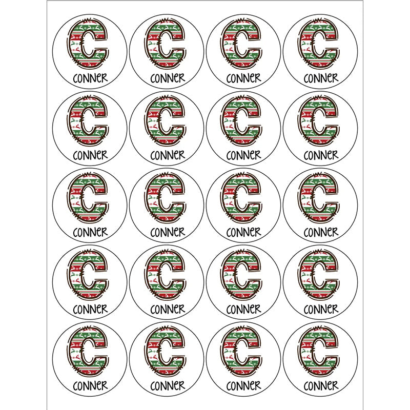 Personalized Round Name Stickers for Christmas Gifts
