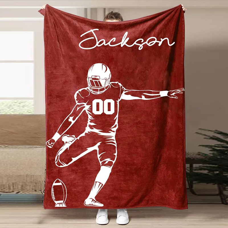 Football Customized Name and Number Blanket