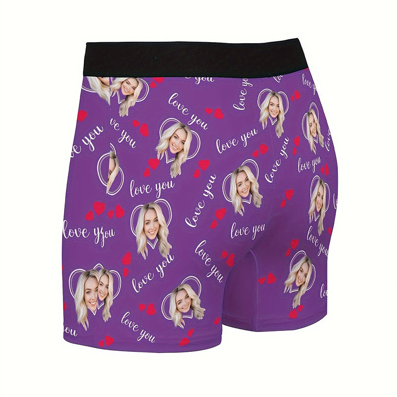 Custom Photo Print Boxer Briefs, High-Elastic Polyester