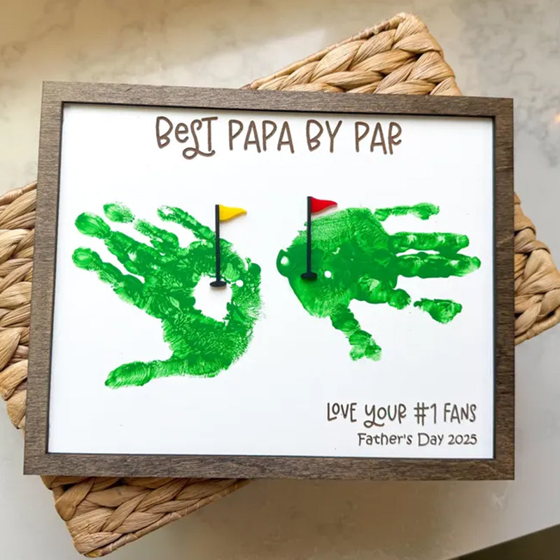 Father’s Day Golf Handprint Sign, Best Dad by Par Gift